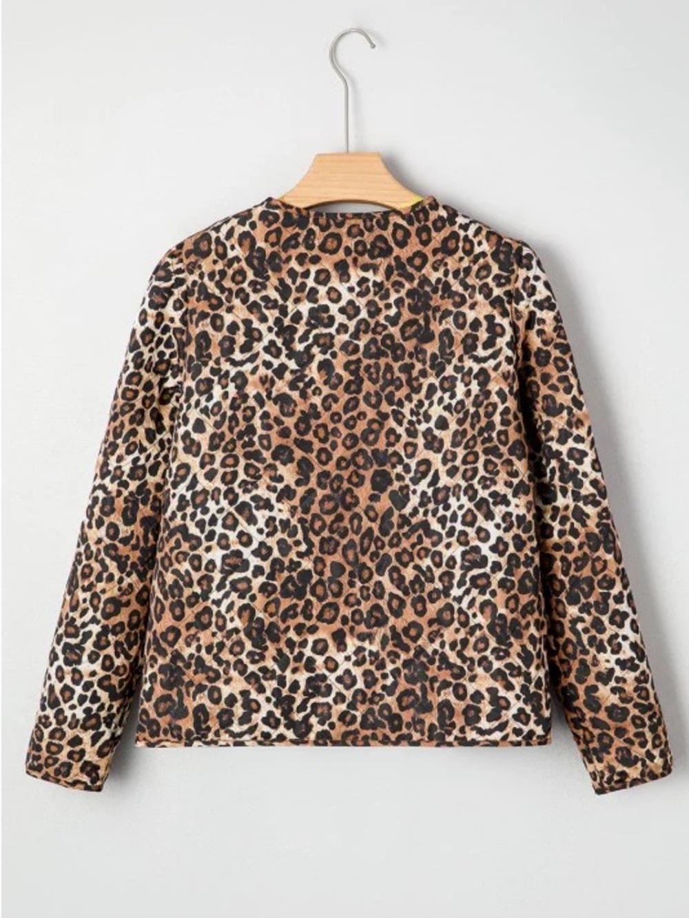 NEW Boutique Quilted Leopard Print Tie-Front Jacket Medium Brown Tan Trendy Bows - Picture 3 of 8
